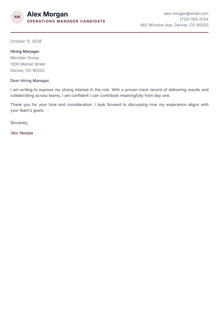 Burgundy Gold cover letter template preview