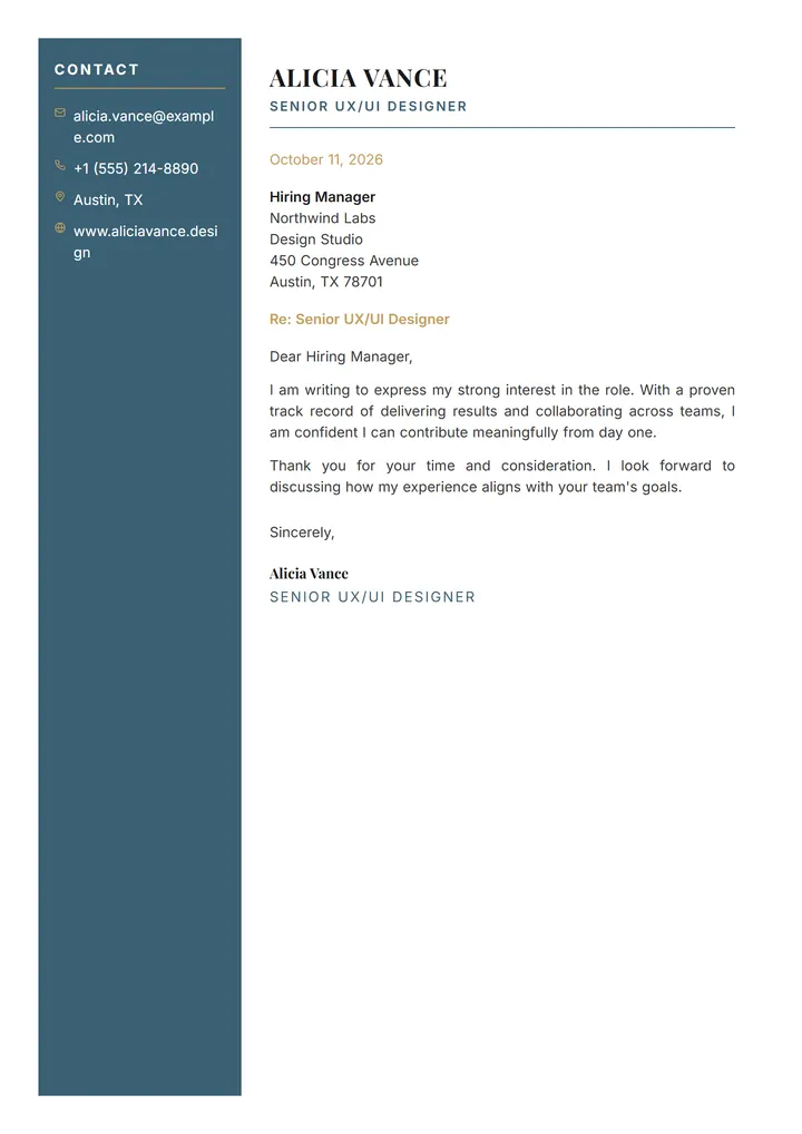Cascade cover letter template preview