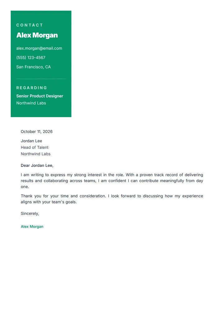 Executive cover letter template preview