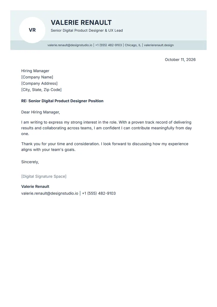Glacier cover letter template preview