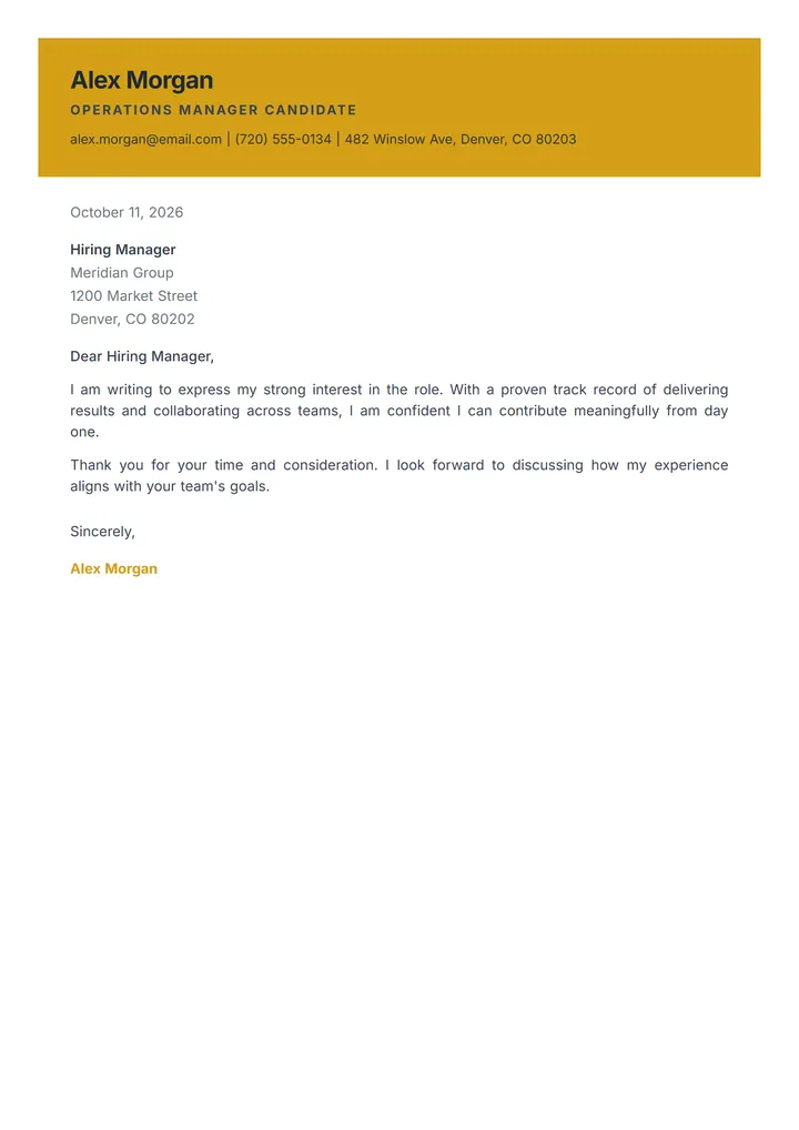 Mustard Block cover letter template preview