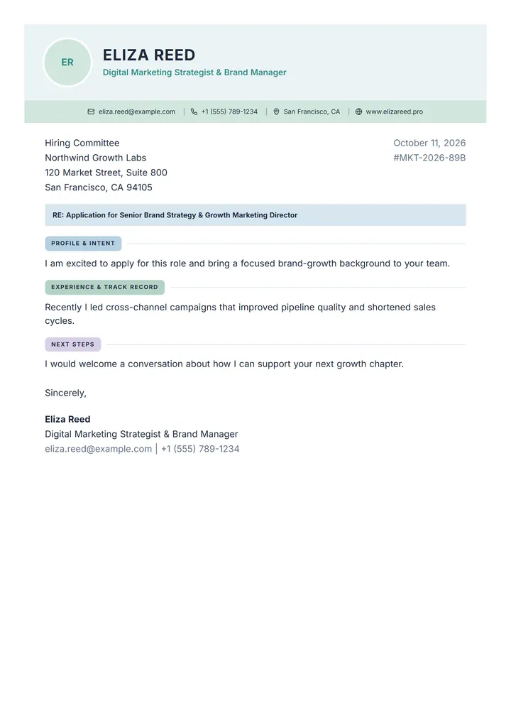 Ribbon cover letter template preview