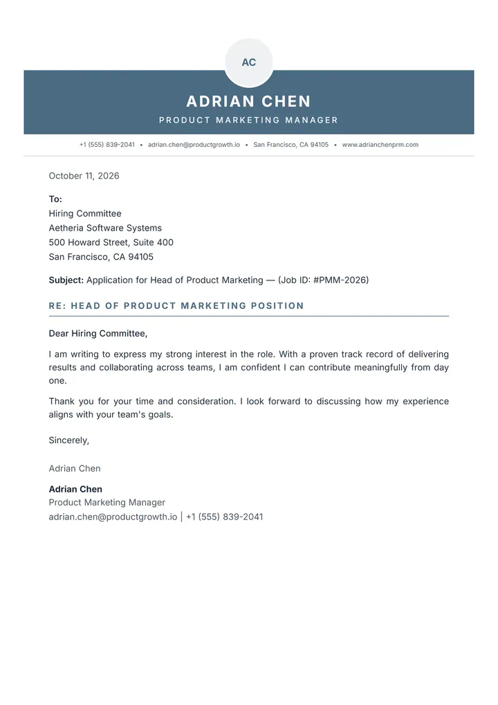 Ridge cover letter template preview